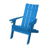 Rosecliff Heights Koenig Cupholders Folding Adirondack Chair Plastic/Resin in Blue | 38 H x 33 W x 36 D in | Wayfair