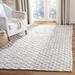 Gray/White 60 x 0.37 in Indoor Area Rug - Gracie Oaks Rosenblum Geometric Handmade Flatweave Silver/Ivory Area Rug Polyester/Viscose/Wool | Wayfair