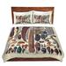 East Urban Home Feather Collection Duvet Cover Set Microfiber in Blue/Brown | 1 King Duvet Cover + 2 King Shams | Wayfair