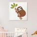 Harriet Bee Brown Sloth Painting on Wrapped Canvas Art Canvas, Solid Wood in White | 16 H x 16 W x 1.5 D in | Wayfair