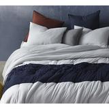 Ophelia & Co. Handcrafted Tundra Gray Knit w/ Navy Jacquard Oversized Comforter Set Polyester/Polyfill/Jersey Knit/T-Shirt Cotton in Blue | Wayfair