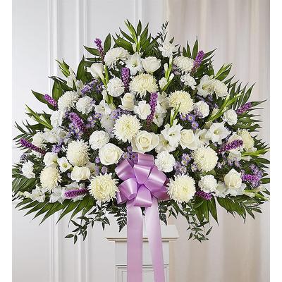 1-800-Flowers Flower Delivery Heartfelt Sympathies Lavender & White Standing Basket Xl
