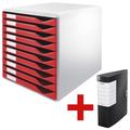 Schubladenbox »Formular-Set 5281« inkl. Ordner »180° Solid 1112« rot, Leitz, 28.5x29x35.5 cm