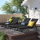 Latitude Run® Afreen Sun Reclining Chaise Lounge Set Metal in Black | 11.5 H x 25 W x 77.5 D in | Outdoor Furniture | Wayfair