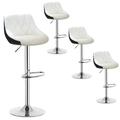 WOLTU Bar Stools White+Black Bar Chairs Breakfast Dining Stools for Kitchen Island Counter Bar Stools Set of 4 pcs Leatherette Exterior/Adjustable Swivel Gas Lift/Steel Footrest & Base