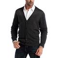 Kallspin Men's Cardigan Sweater Cashmere Wool Blend V Neck Buttons Cardigan with Pockets(Charcoal,2X-Large)