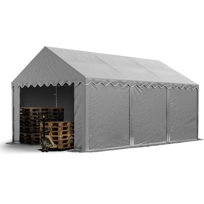 Toolport Lagerzelt 4x6 m Industriezelt Unterstand pvc Plane 750 n grau mit Bodenrahmen und Image