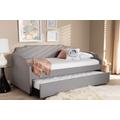 Baxton Studio Ally Modern Grey Fabric Twin Size Sofa Daybed w/ Roll Out Trundle Guest Bed - Wholesale Interiors Ally-Light Grey-Daybed