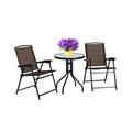 Costway 3 Pieces Bistro Patio Garden Furniture Set of Round Table and Folding Chairs