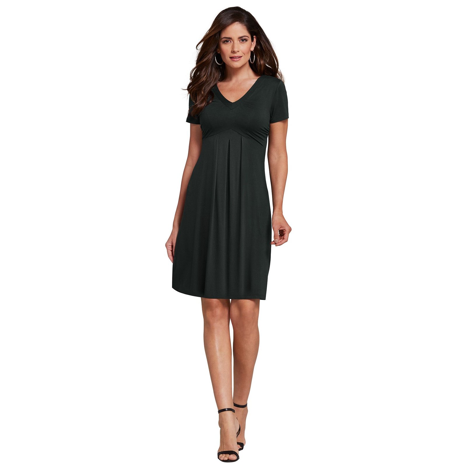 Masseys Favorite V-Neck Dress (Size 2X) Black, Spandex,Viscose