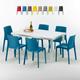 Table Rectangulaire Blanche 150x90cm Avec 6 Chaises Colorées Grand Soleil Set Extérieur Bar Café