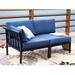 Alcott Hill® Owens 55" Wide Loveseat w/ Cushion Metal/Rust - Resistant Metal in Blue | 26.4 H x 55 W x 29.4 D in | Outdoor Furniture | Wayfair