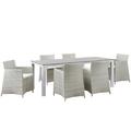 Modway Junction 7 Piece Outdoor Patio Dining Set w/ Cushion Metal in Gray/White | 32 H x 126.5 W in | Wayfair EEI-1750-GRY-WHI-SET