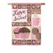 Breeze Decor 2 Piece Love is Sweet Spring Valentines Impressions Decorative Vertical 2-Sided Polyester Flag Set in Brown/Pink | Wayfair