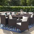 Sol 72 Outdoor™ Brentwood 11 Piece Outdoor Patio Dining Set w/ Cushions Glass in Brown | Wayfair 9161D56EE1624D89B39D74C35CB14260