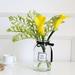 House of Hampton® Greenery & Lily Floral Arrangement in Glass Vase Plastic in Yellow | 14.6 H in | Wayfair 062B44BC22FD41AA97EE00FAC1538AC3