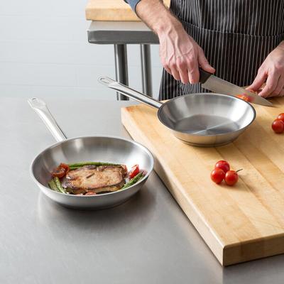 Vigor SS1 Series 2-Piece Induction Ready Stainless Steel Fry Pan Set - 8" and 9 1/2" Frying Pans