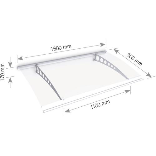 Schulte – Vordach 1600×900 Haustürdach Edelstahl Polycarbonat klar Überdachung Türdach