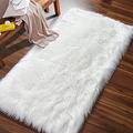 Faux Sheepskin Rug Fluffy Rug,Fluffy Area Small Rugs Shaggy Rugs for Bedroom Rug Fluffy Sofa Floor Carpet Home Decoration White Rugs (White 31.5 x 70.8 inch)