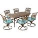 Fleur De Lis Living Carleton Rectangular 6 - Person 72" Long Outdoor Dining Set w/ Cushion Wood/Metal in Brown | 72 W x 38 D in | Wayfair