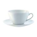LSA Dine Cappuccino Cup & Saucer Curved 0.35L | Set of 4 | Handmade Porcelain | DI07