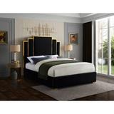 Mercer41 Amaia Tufted Solid Wood & Platform Bed Wood & /Upholstered/Velvet in Black | 63 H x 65.5 W x 86.5 D in | Wayfair
