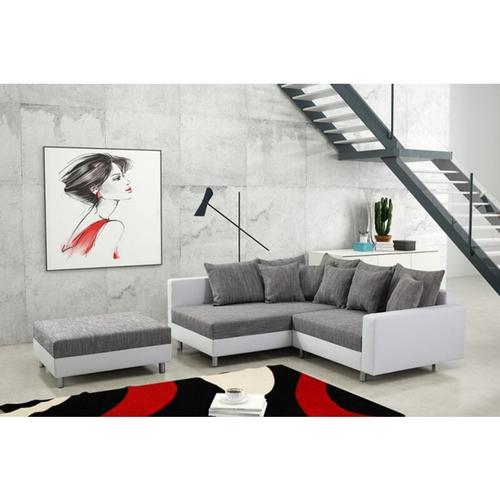 Modernes Sofa Couch Ecksofa Eckcouch in weiss Eckcouch mit Hocker – Minsk L