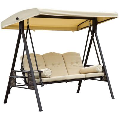 3-Sitzer Hollywoodschaukel mit Sonnendach Beige+Braun 20×208×172 cm - Beige+Braun - Outsunny