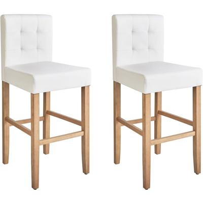 Barhocker Cremeweiß Kunstleder Holz 2er Set mit Rückenlehne Fußstütze Luxuriöses Modernes Design