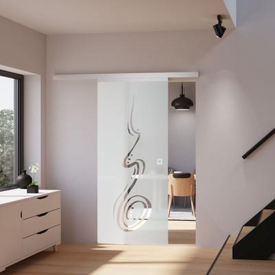 Schulte - Tür Schiebetür Glastür 755 x 2035 Zimmertür Glasschiebetür curved - Quadratgriff Image