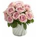 House of Hampton® Artificial Rose Floral Centerpiece in Vase Polyester/Faux Silk/Plastic/Fabric in Pink | 12 H x 11 W x 11 D in | Wayfair