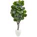 Charlton Home® 68" Artificial Fiddle Leaf Fig Tree in Planter Silk/Plastic/Stone in Gray | 68 H x 27 W x 24 D in | Wayfair