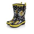 Ruby Shoo Women's Black Floral Hermione Long Wellington Boots UK 2