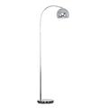 MiniSun Modern Designer Style Polished Chrome Curved Stem Floor Lamp with a Polished Chrome Arco Style Metal Dome Light Shade - Complete with a 6w LED GLS Bulb [3000K Warm White]