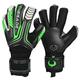 Renegade GK Vulcan Abyss Goalie Gloves with Pro-Tek Fingersaves | 3.5+3mm Hyper Grip & 4mm Duratek | Black & Green Goal Keeper Gloves (Size 10, Adult, Mens, Roll Cut, Level 3)