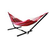Arlmont & Co. Beideman Double Classic Hammock w/ Stand Polyester/Cotton in Red/Pink | 59 H x 158 W x 40 D in | Wayfair