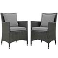 Sojourn 2 Piece Outdoor Patio Sunbrella® Dining Set - East End Imports EEI-2242-CHC-GRY-SET