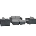Summon 5 Piece Outdoor Patio Sunbrella® Sectional Set - East End Imports EEI-1893-GRY-GRY-SET