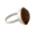Gold accented smoky quartz cocktail ring, 'Dreamy Allure'