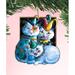 The Holiday Aisle® Performers Cat Wood Hanging Ornament Wood in Blue/Brown/Green | 5.5 H x 4.5 W x 0.25 D in | Wayfair