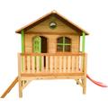 Stef Maison Enfant avec Toboggan rouge Aire de Jeux pour l'extérieur en marron & vert Maisonnette /