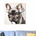 Art Remedy Dogs & Puppies 'Frenchie Bow Watercolor Black' Print on Wrapped Canvas Canvas, Wood in Brown | 30 H x 30 W x 1.5 D in | Wayfair