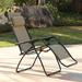 Red Barrel Studio® Seabrooks Folding Zero Gravity Outdoor Chair w/ Cushion Metal in Black/Brown | 45.3 H x 27.2 W x 35.4 D in | Wayfair