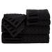 Ebern Designs Harva 6-Piece Cotton Bath Towel Set – Chevron Pattern Plush Sculpted Spa Luxury Decorative Towels in Black | 27 W in | Wayfair