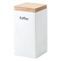 Continenta Kaffee Vorratsdose aus Keramik, quadratisch, mit Holzdeckel, luftdichter Vorratsbehälter, 1,2 Liter, Größe: 10 x 10 x 20,5 cm