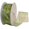 Morex Band Schneeflocke Draht Sheer Glitzer SCHLEIFENBAND, 2–1/2 Zoll von 50-Yard Spule, Spring Moss/Silber