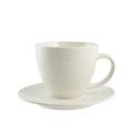 H+H Grey Packung 2 Jumbo-Tassen mit Untertasse, Bone China, weiß, 6 Einheiten