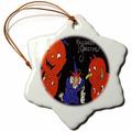 3dRose ORN 53720 _ 1 Halloween Jack O Laternen, Clown und Dog-Snowflake Ornament, Porzellan, 3 Zoll