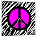 3dRose Pink Peace Sign auf Zebra Hintergrund, Wanduhr, 15 von 15 Zoll (DPP 38114 _ 3)