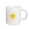 3dRose Tasse 113063 _ 2 Smiling Happy Sun Kawaii gelb Sunny Smiley, sommerliche Sunshine auf weiß Sweet Summer Keramik Tasse, 15-Ounce